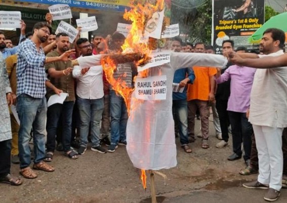 Tripura BJP protests against Rahul Gandhi’s parliamentary speech Tripura BJP protests against Rahul Gandhi’s parliamentary speech